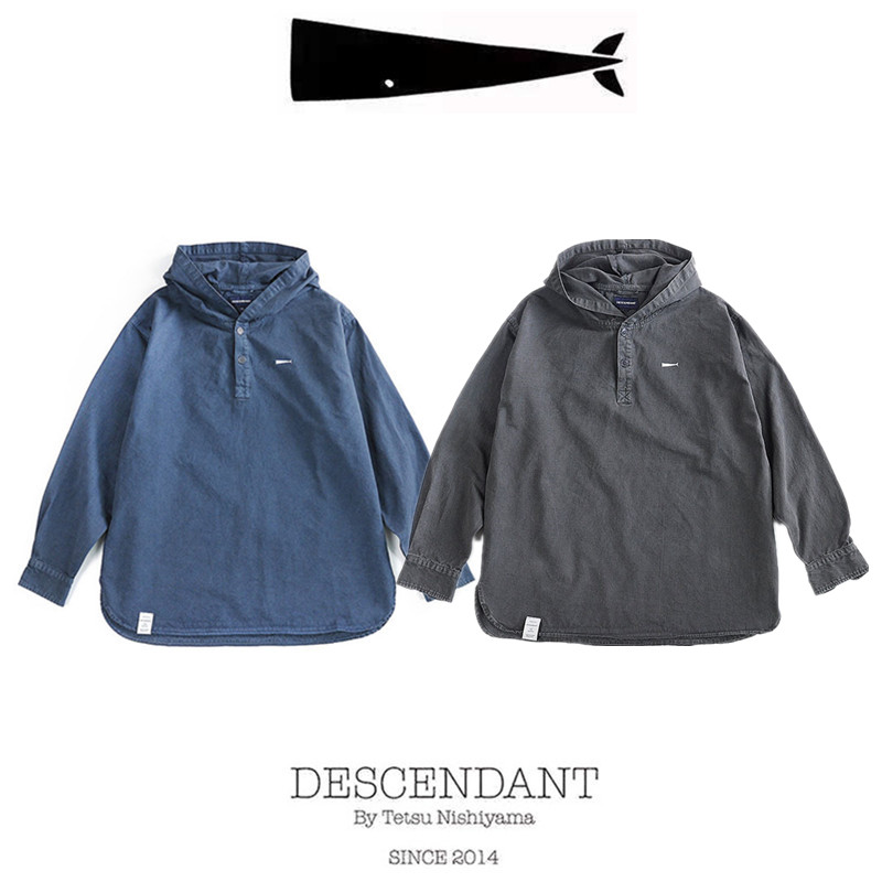 【现货】DESCENDANT DCDT 日系西山彻同款水洗蜡染连帽套头衬衫潮