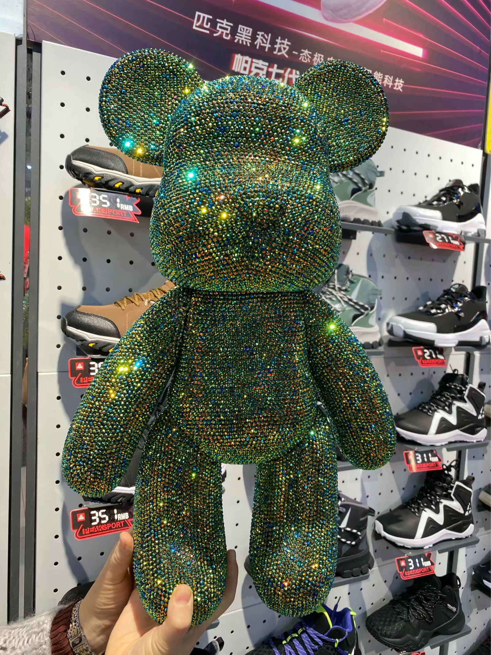 七彩绿色底钻贴钻暴力熊玩偶摆件粘钻熊满钻抖音创意