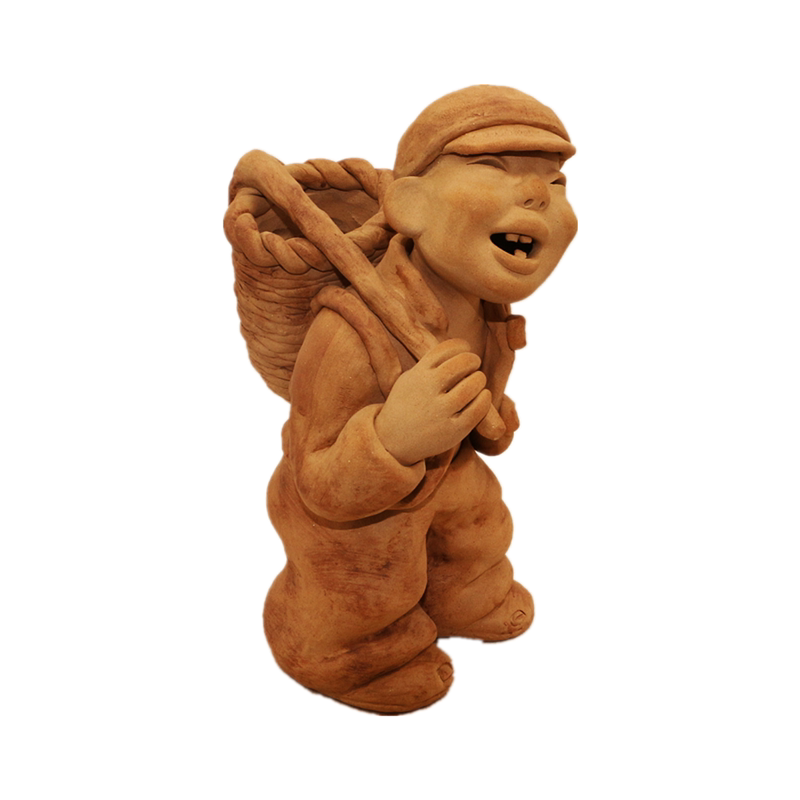 中式酒店装修陶瓷陶艺娃娃老大爷老人泥娃娃陶土泥人