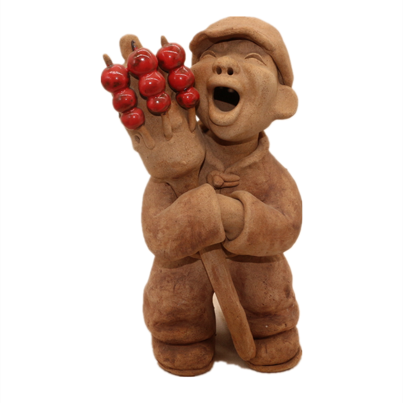 人物摆件手工陶艺陶瓷陶土粗陶糖葫芦装饰品泥人