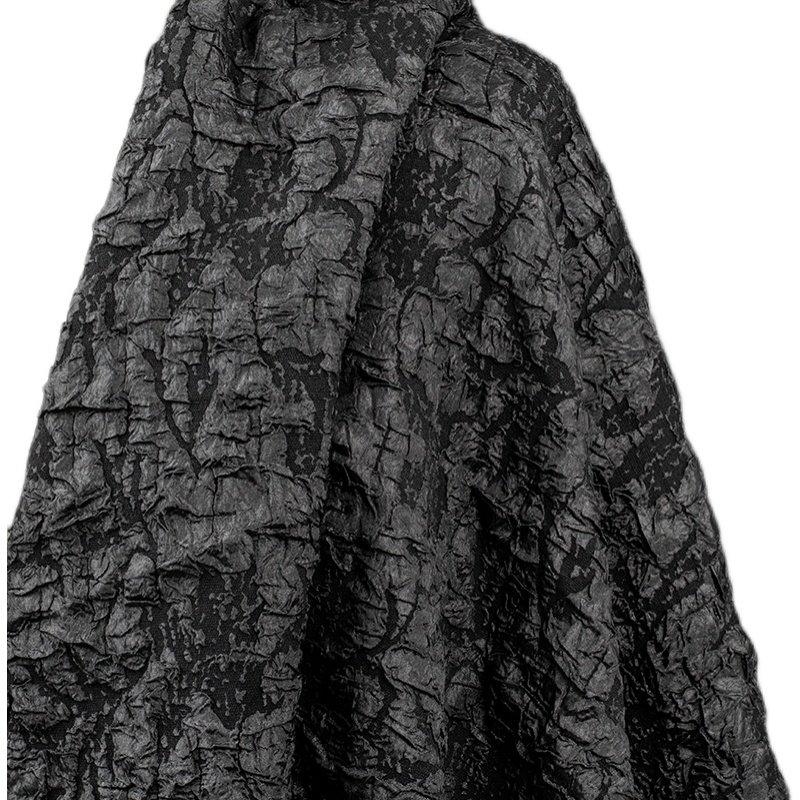 岩石纹立体重肌理不规则压褶皱创意黑白弹力外套服装设计师面料