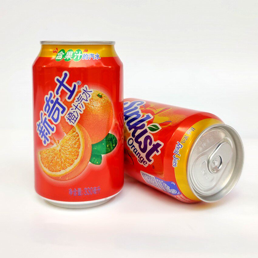屈臣氏罐装新奇士橙汁汽水330ml24罐广东省包邮碳酸饮料