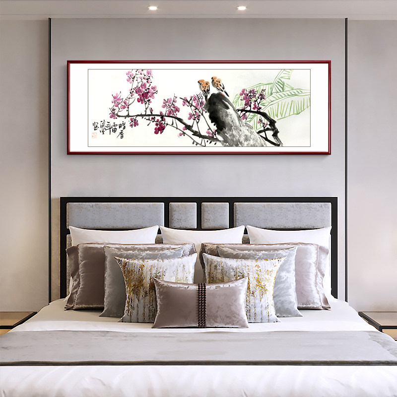 手绘真迹花鸟画卧室挂画真品国画作品兰花图实木框国画