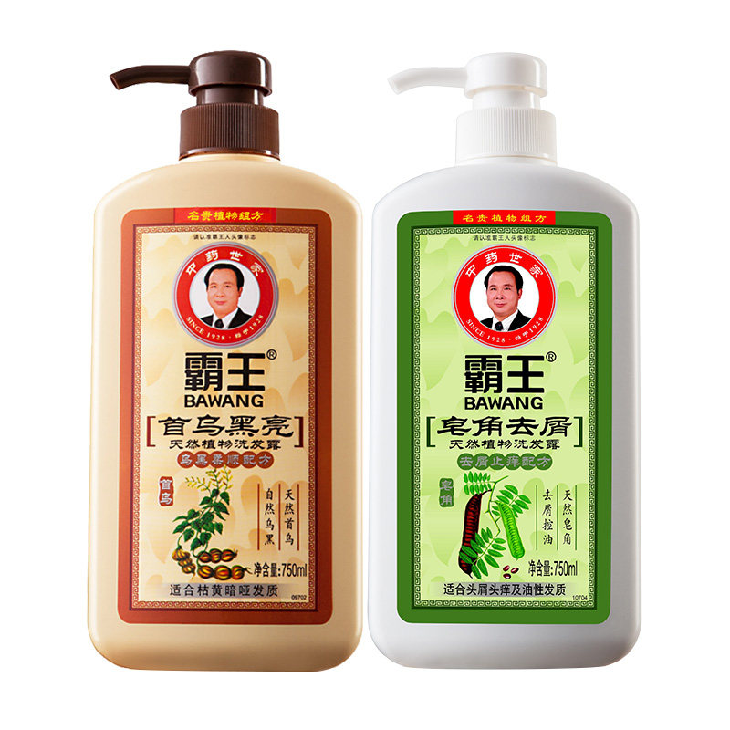 霸王洗发水套装 皂角去屑洗发露750ml 首乌黑亮洗发露750ml控油