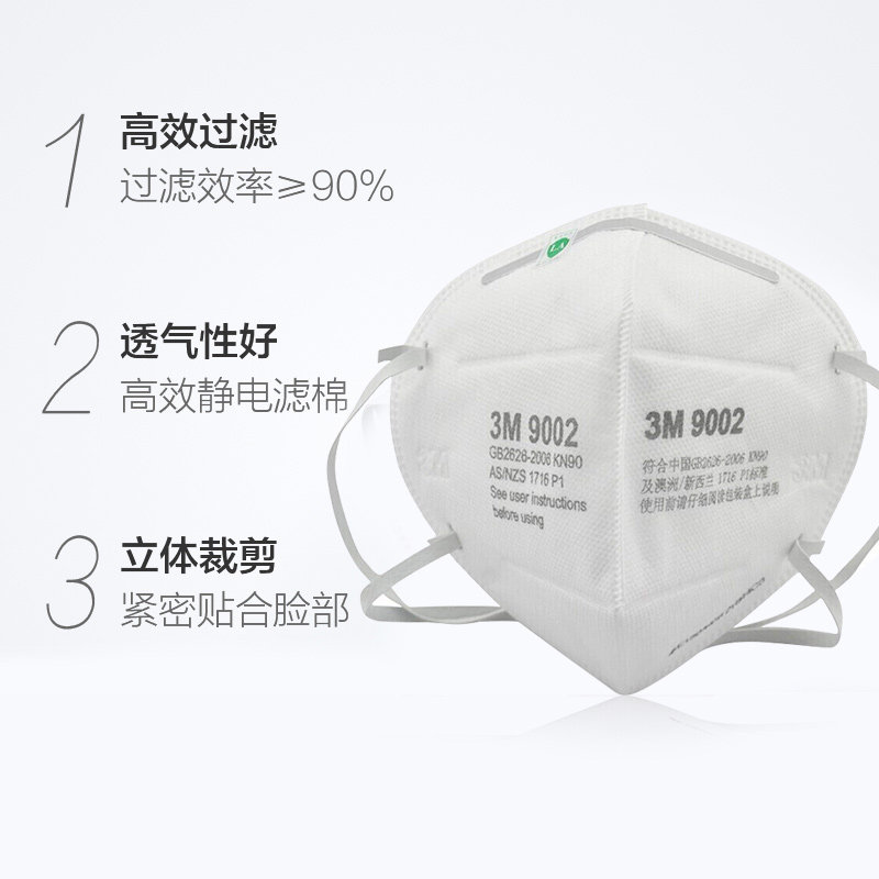 口罩3m9002环保自吸过滤式防颗粒物呼吸器50只口罩