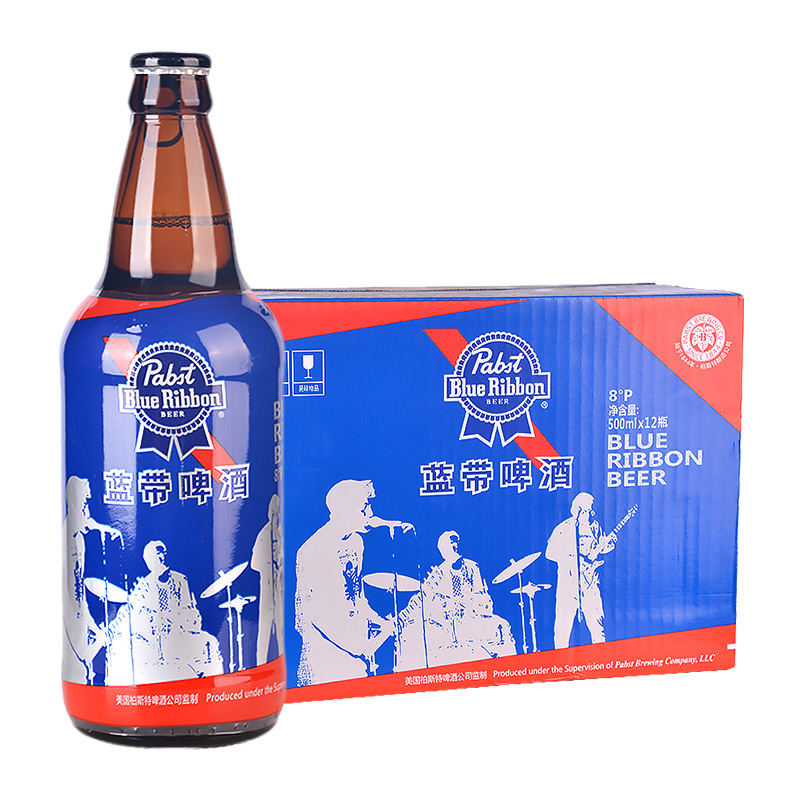 啤酒blueribbon蓝带超爽系列玻璃玻璃瓶瓶装500mlx12啤酒