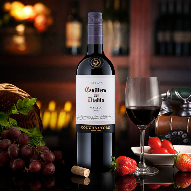 进口智利原瓶红酒整箱送礼露红魔鬼梅洛红葡萄酒干红静态葡萄酒