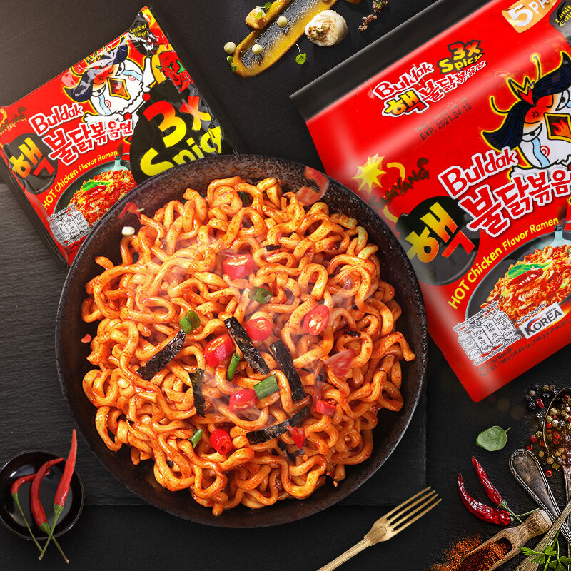 韩国进口samyang三养三倍辣火鸡面140g5袋方便面干拌面非螺蛳粉