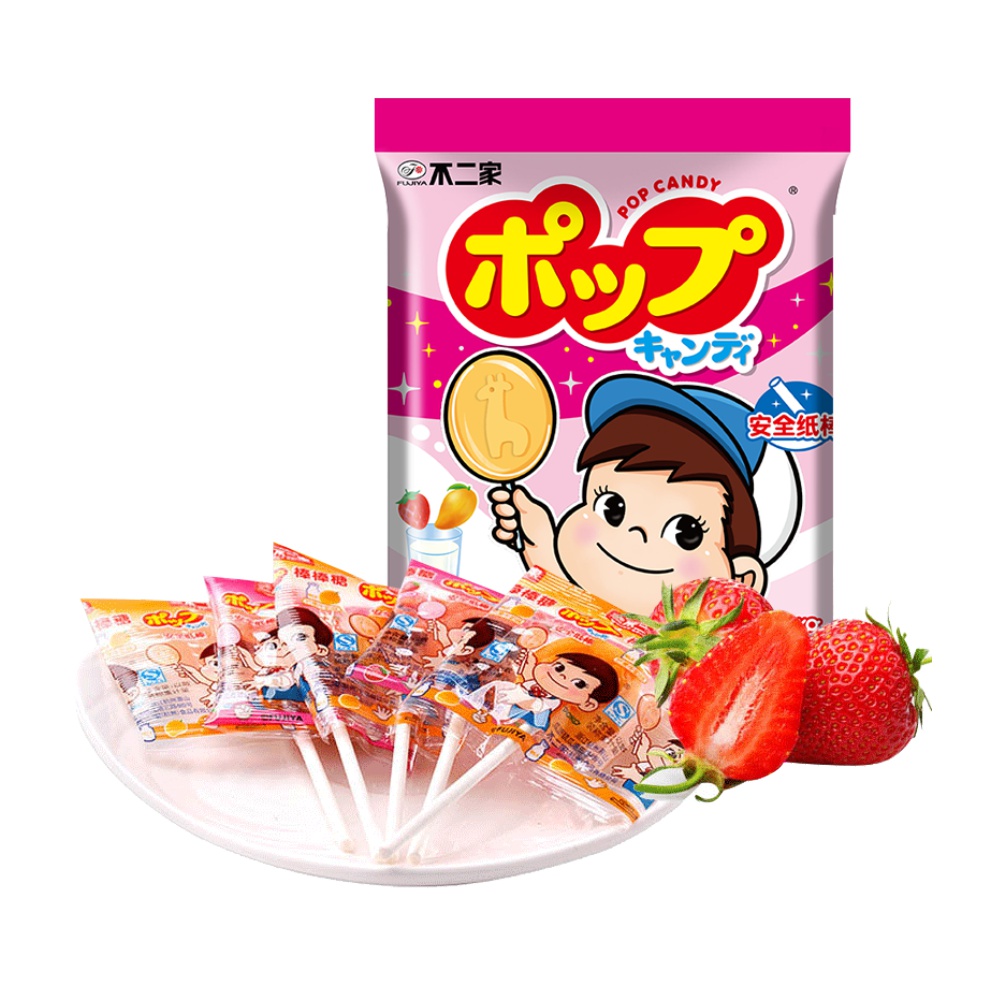 不二家芒果包装新老116g20支草莓棒棒糖糖果