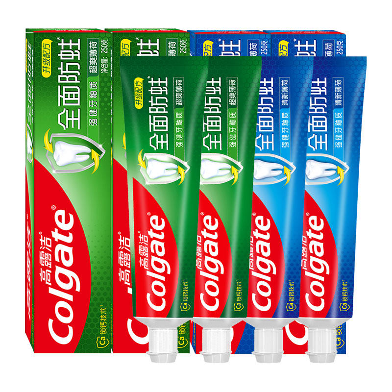 高露洁全面防蛀清新超爽薄荷牙膏250g4支强健牙膏