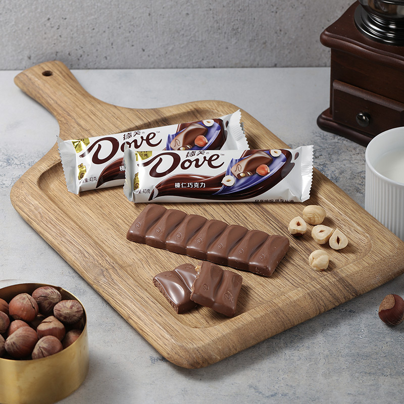 dove德芙榛仁夹心巧克力43g排块办公室休闲网红牛奶巧克力