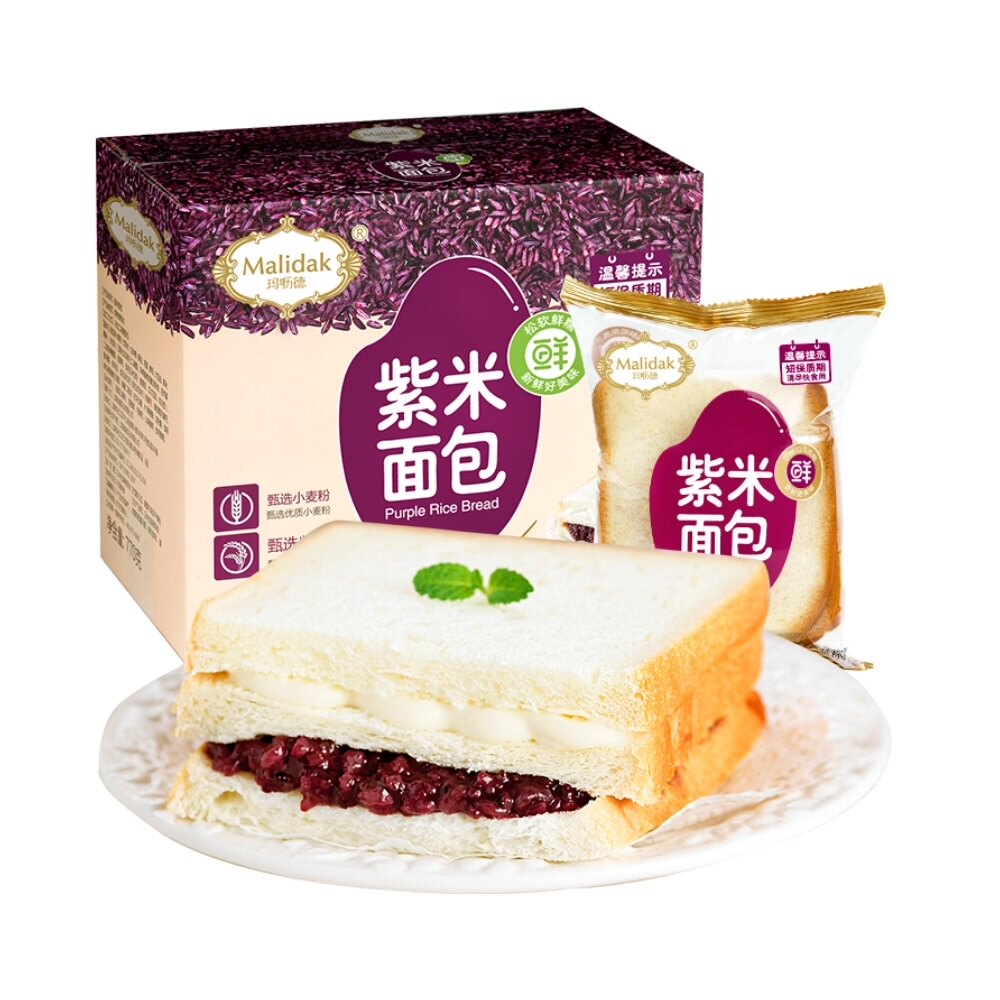 玛呖德 紫米奶酪面包 770g