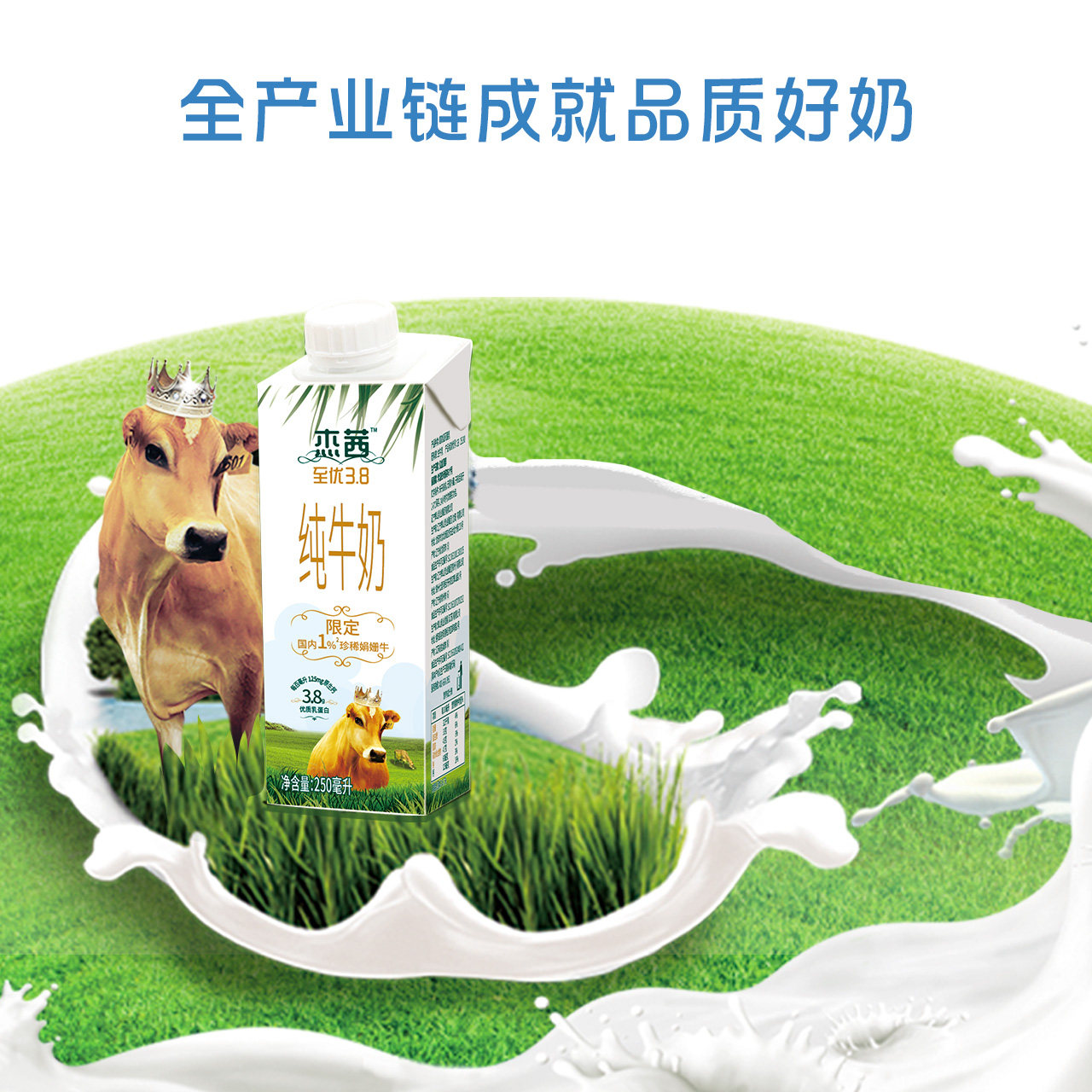 辉山杰茜牧场至优38纯牛奶250ml12盒箱38g乳蛋白125mg高钙