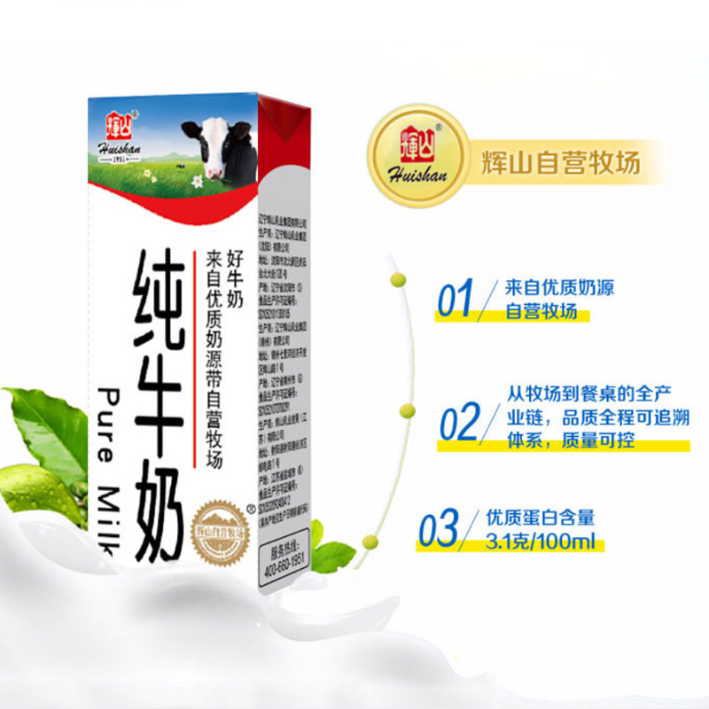 辉山利乐砖纯牛奶250ml12早餐奶家庭装营养儿童牛奶