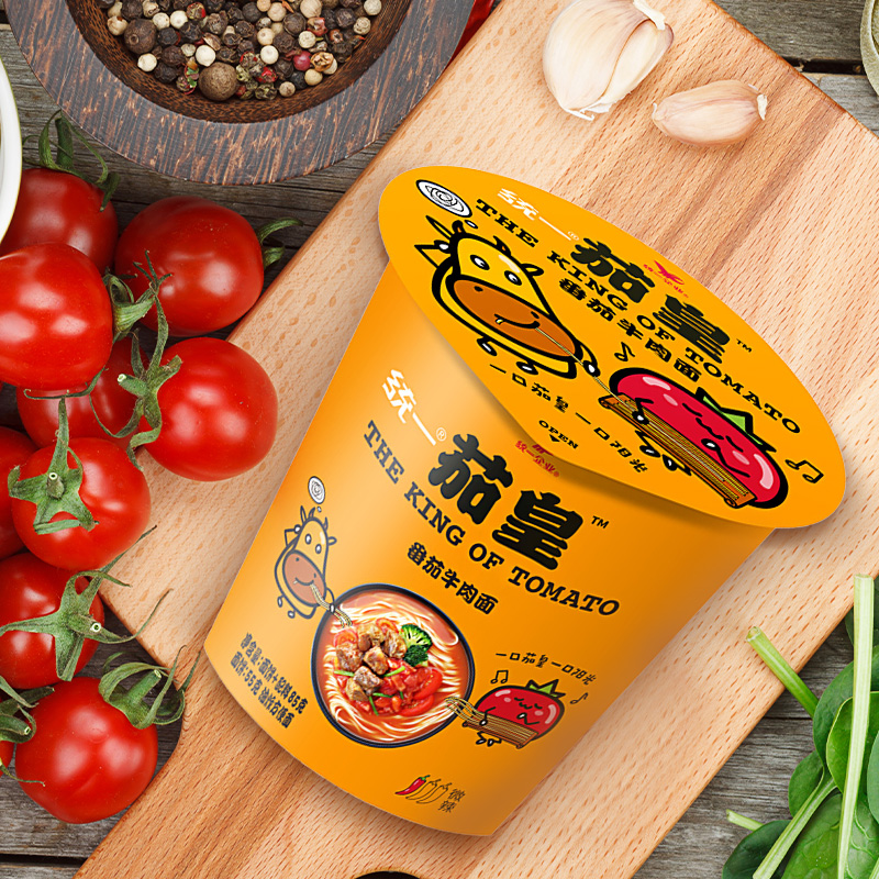 统一茄皇新疆番茄牛肉面1杯冲泡方便面