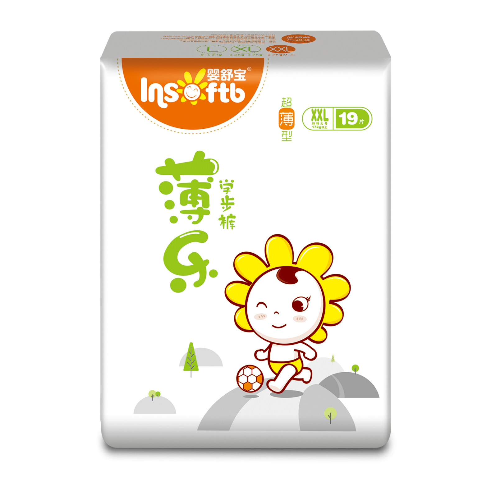 婴舒宝薄乐拉拉裤xxl19片 超薄透气男女通用婴儿尿不湿非纸尿裤