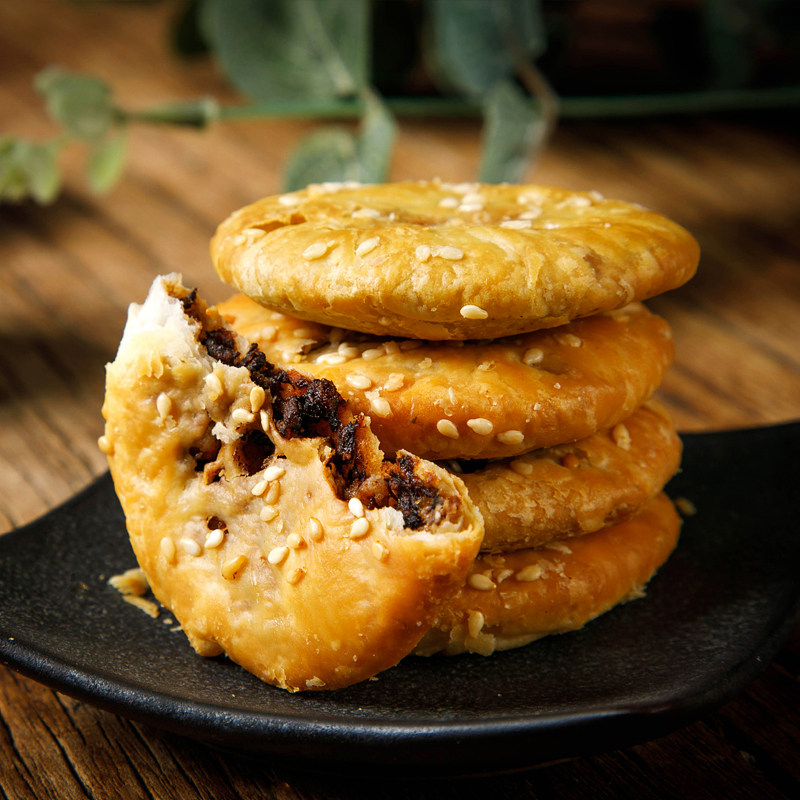 安徽特产昱城黄山烧饼梅干菜扣肉薄烧120g网红零食小吃早餐糕点心