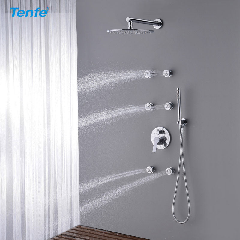 花洒鼎菲铜圆圆形淋浴套装按摩侧喷吊顶吸顶普通花洒套装