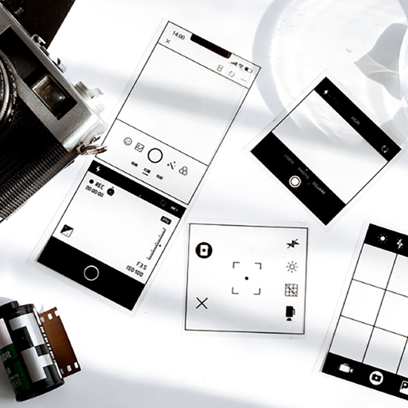 透明pet长条分装胶带 ins框相机框胶卷框黑白手帐装饰贴画手机壳贴纸