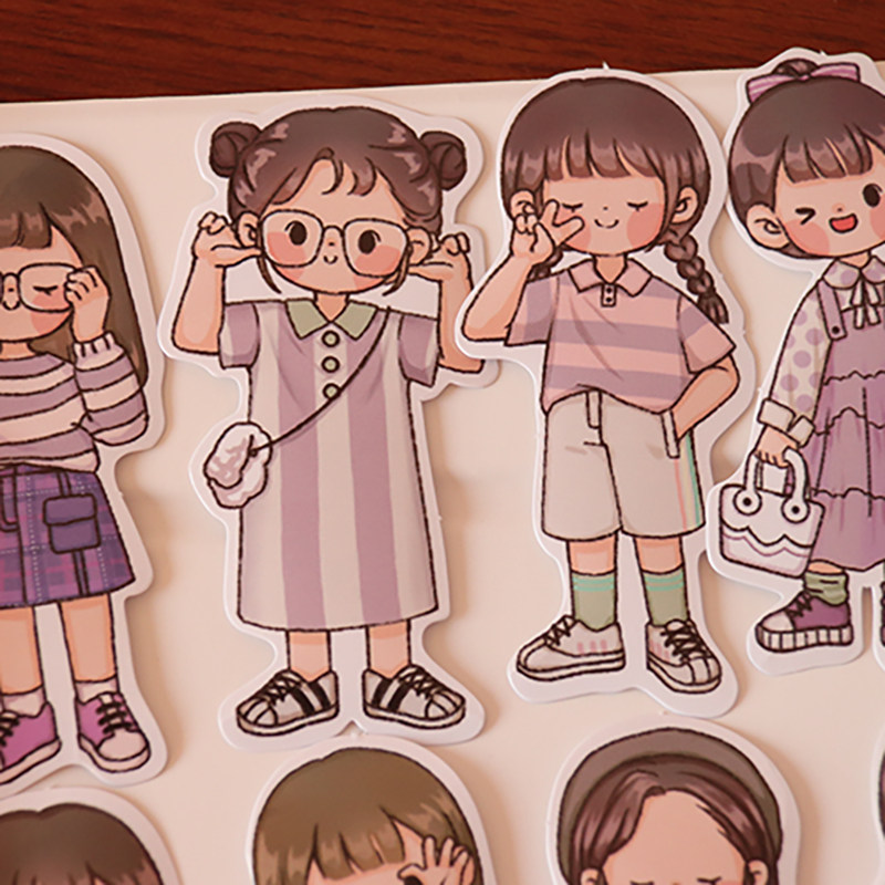 贴纸手帐可爱少女do手账女孩相册图案装饰贴纸