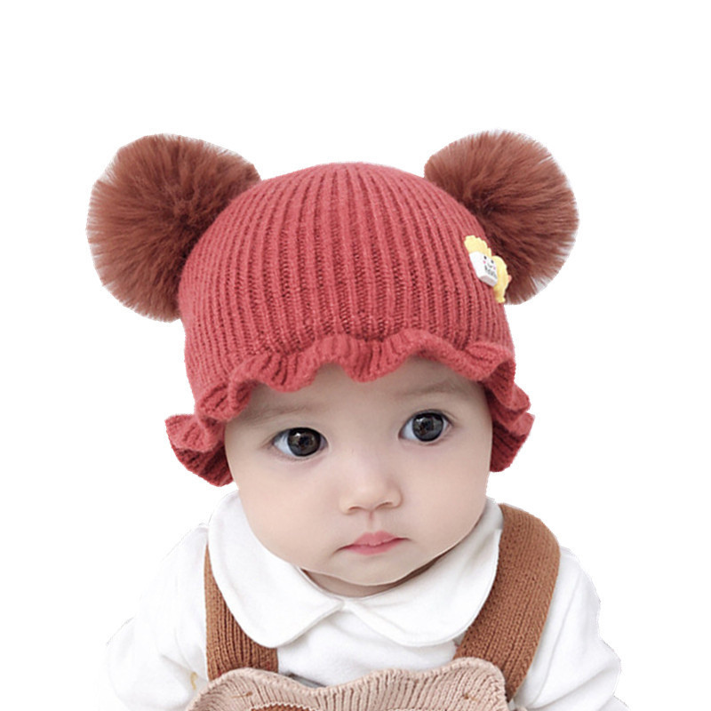 6个月宝宝帽子秋冬女孩潮流韩版针织帽男婴儿帽子