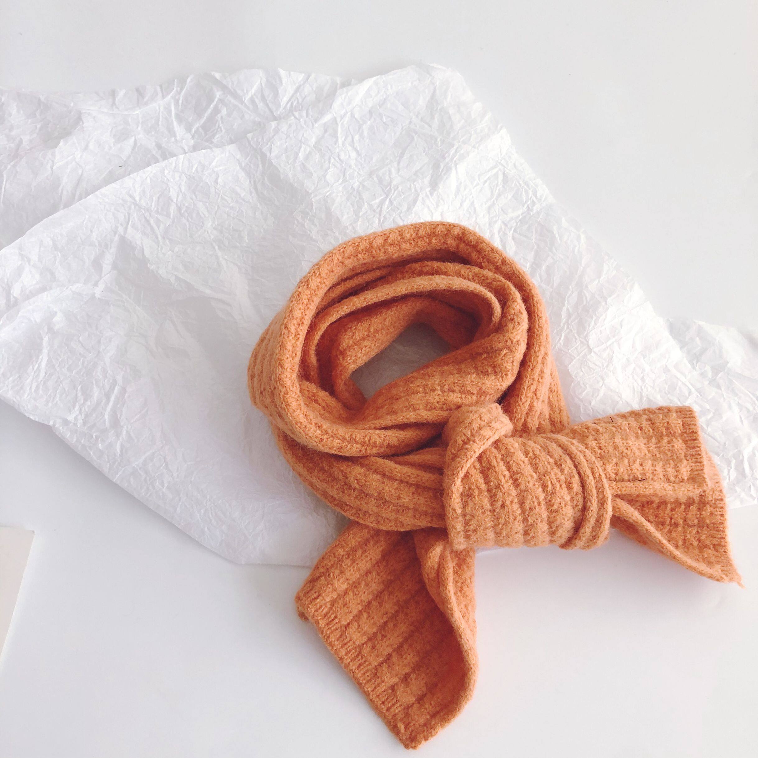 围巾百搭韩国儿童宝宝围脖森系纯色玉米粒针织围巾