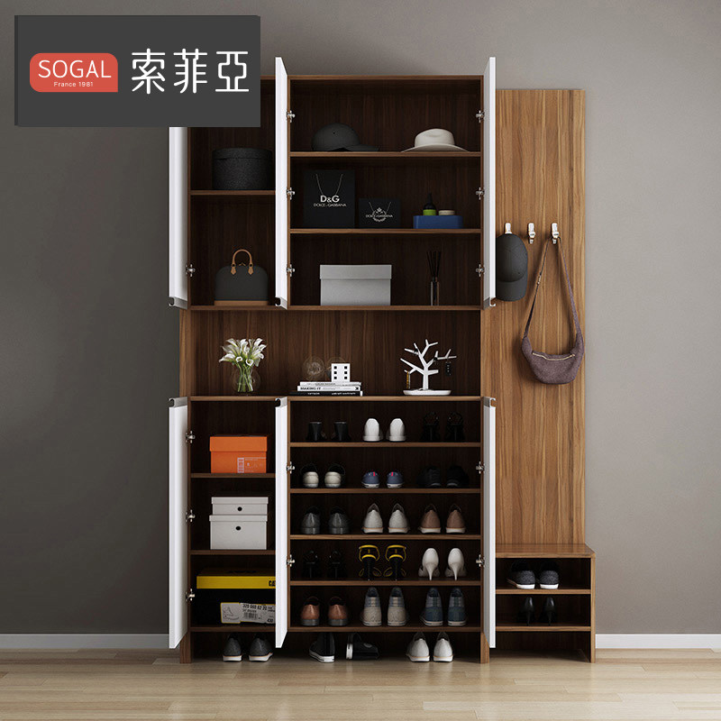 定制金 索菲亚鞋柜衣架一体家用门口多功能储物柜入户玄关挂衣柜