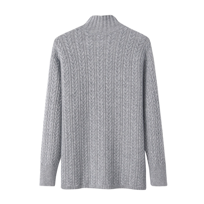加厚羊绒衫女士半高高领灰色毛衣长袖百搭秋冬毛衣