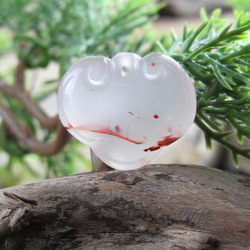 润欣四川凉山南红玛瑙冰飘如意如意祥祥云吊坠颈饰