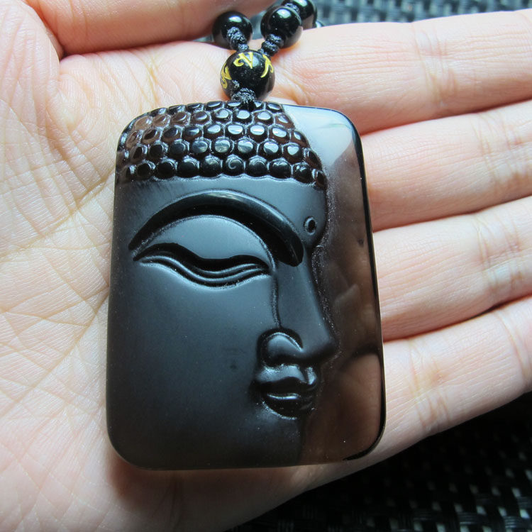 天然冰种曜石半面脸大日如来佛吊坠侧面佛头项链项坠