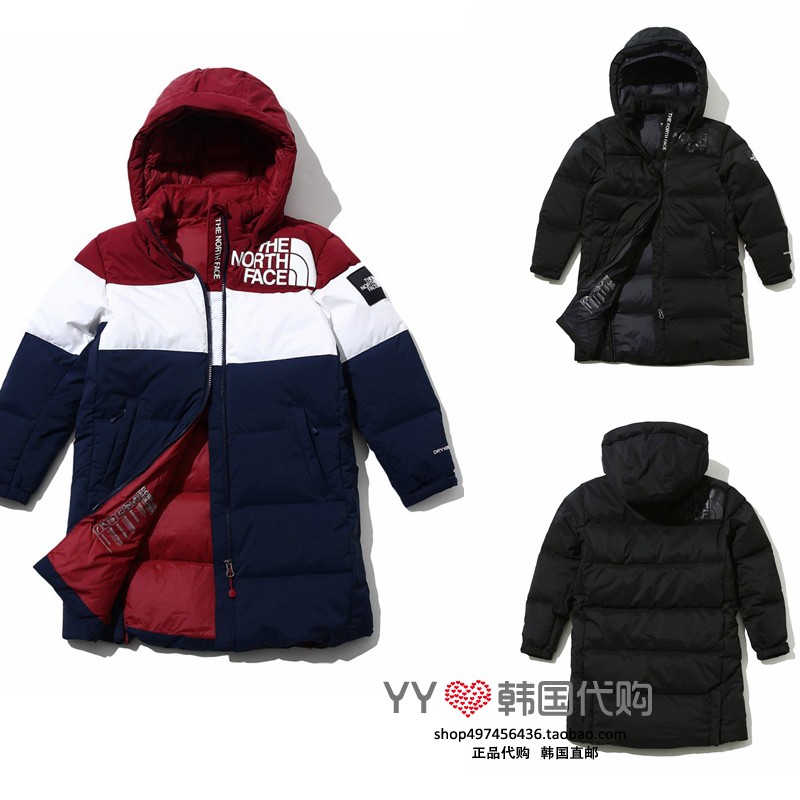 THE NORTH FACE北面 韩国代购冬儿童保暖连帽中长款羽绒服NJ1DJ56