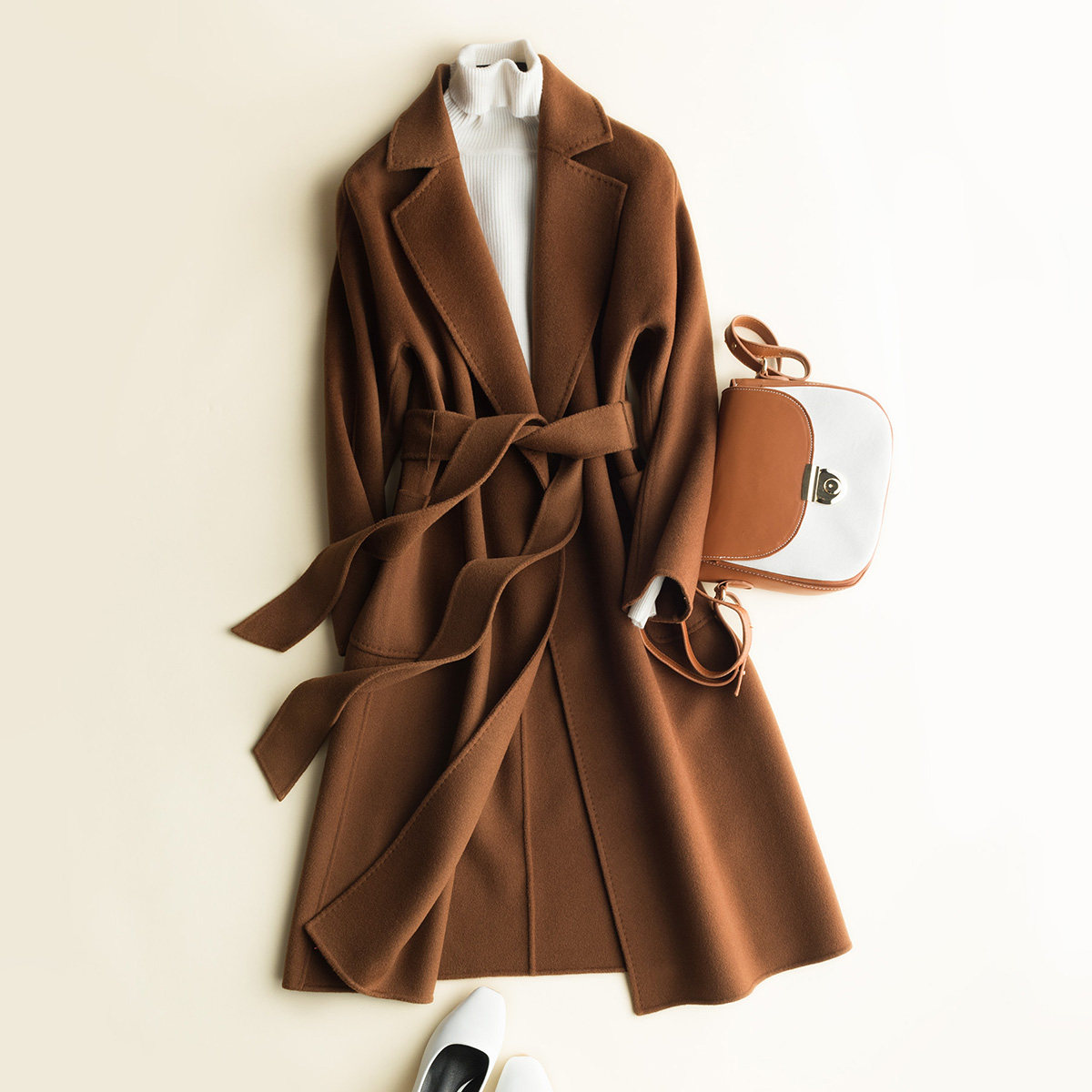 双面羊绒大衣女中中长2021年新款高端呢呢呢子毛呢外套