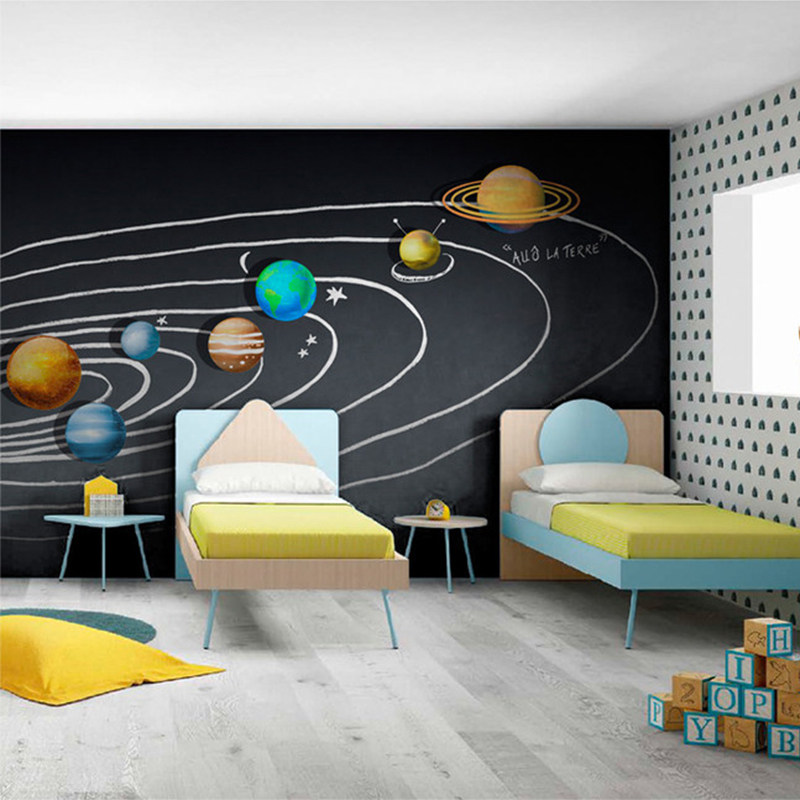 天文墙画背景墙书房卧室儿童壁画太空天文学行星定制壁画