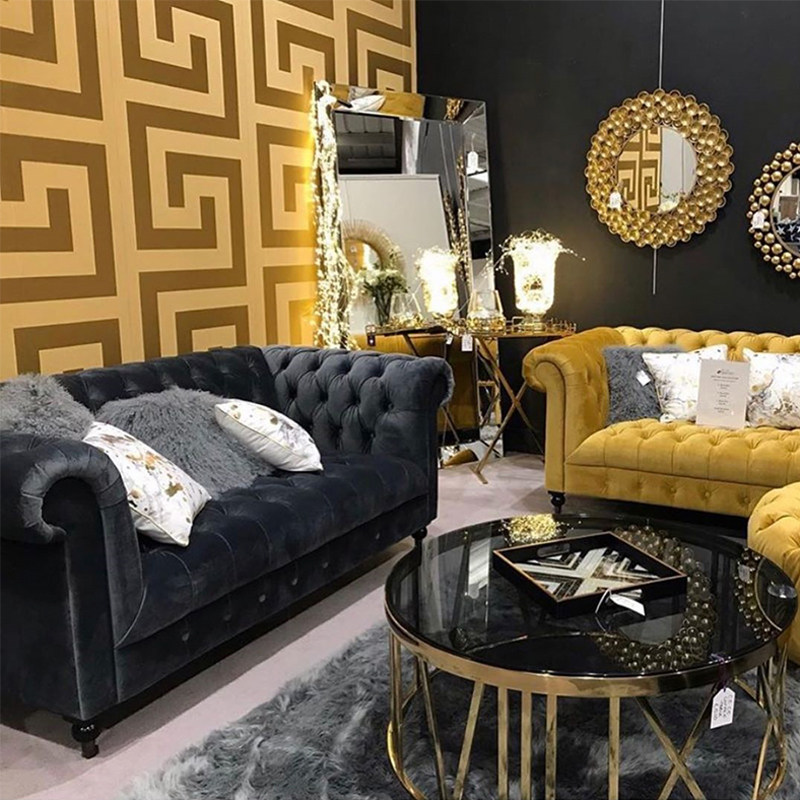 德国进口壁纸黑金金色经典网红回型奢华欧式定制壁画