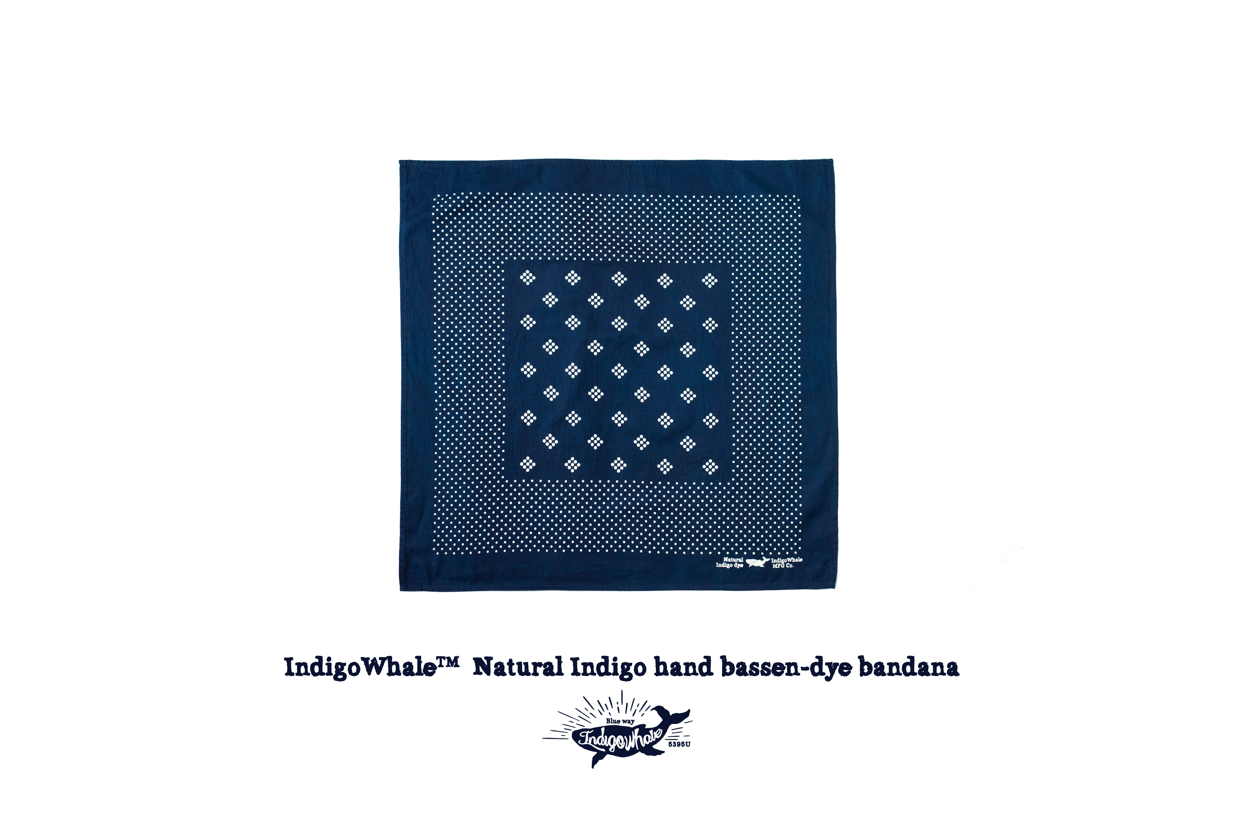 indigowhale 植物蓝染纯手工indigo拔染bandana美式复古方巾