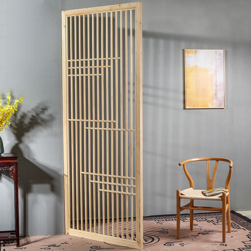 新中式入户装饰北欧现代隔断屏风玄关客厅格栅座屏