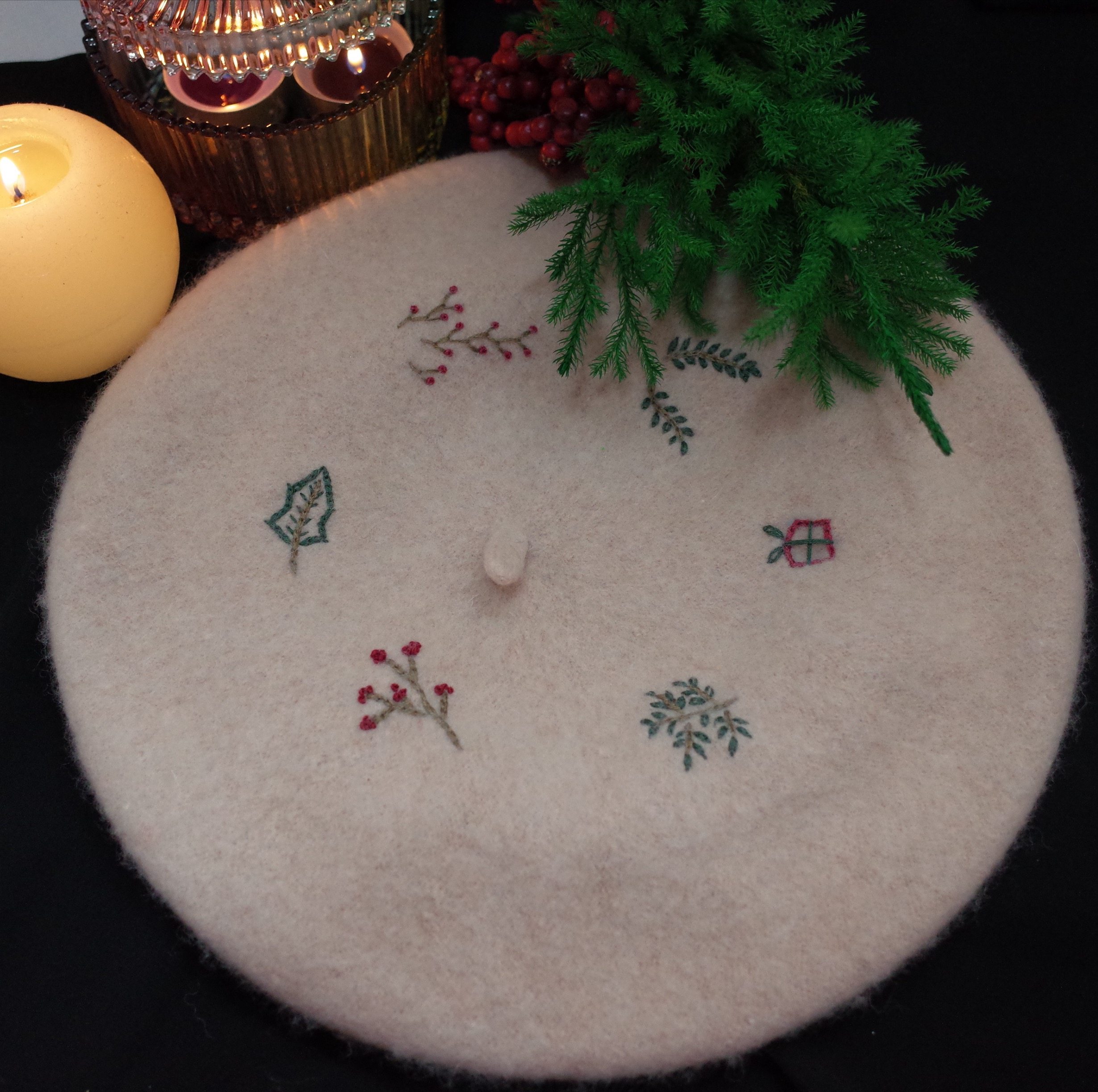 城市野鹿圣诞限定手工刺绣圣诞节礼物秋冬雪花帽子