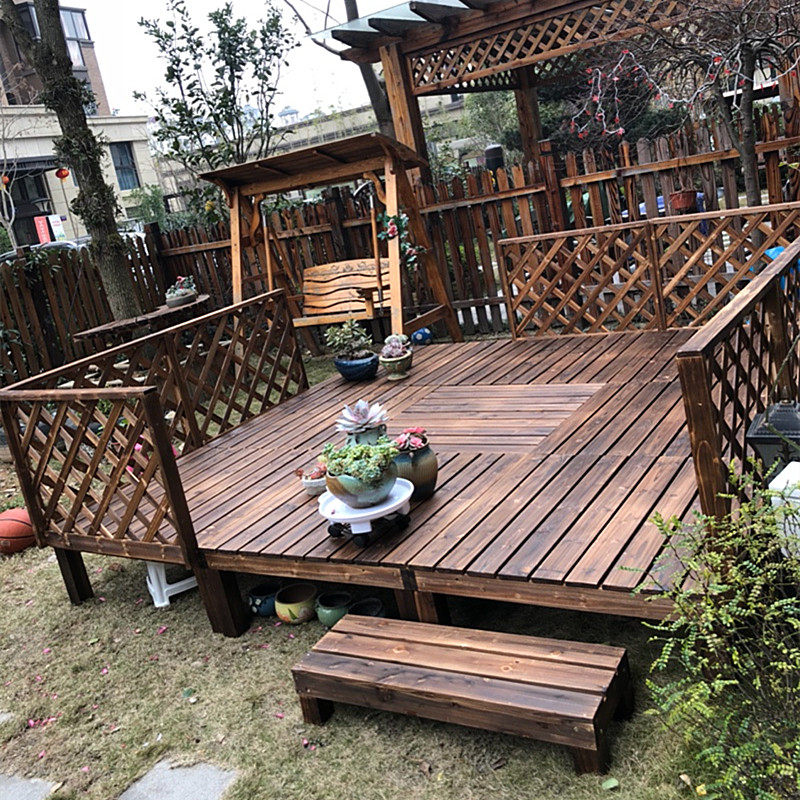 户外花园碳化防腐木地板庭院阳台踏板围栏榻榻米实木地板