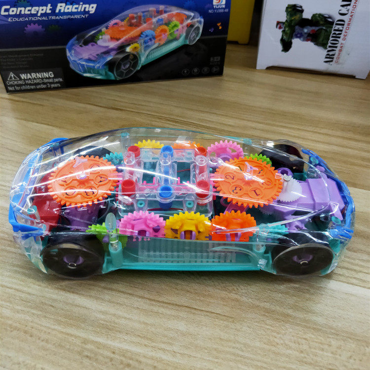 儿童电动透明概念车灯光万向音乐齿轮宝宝玩具车电动