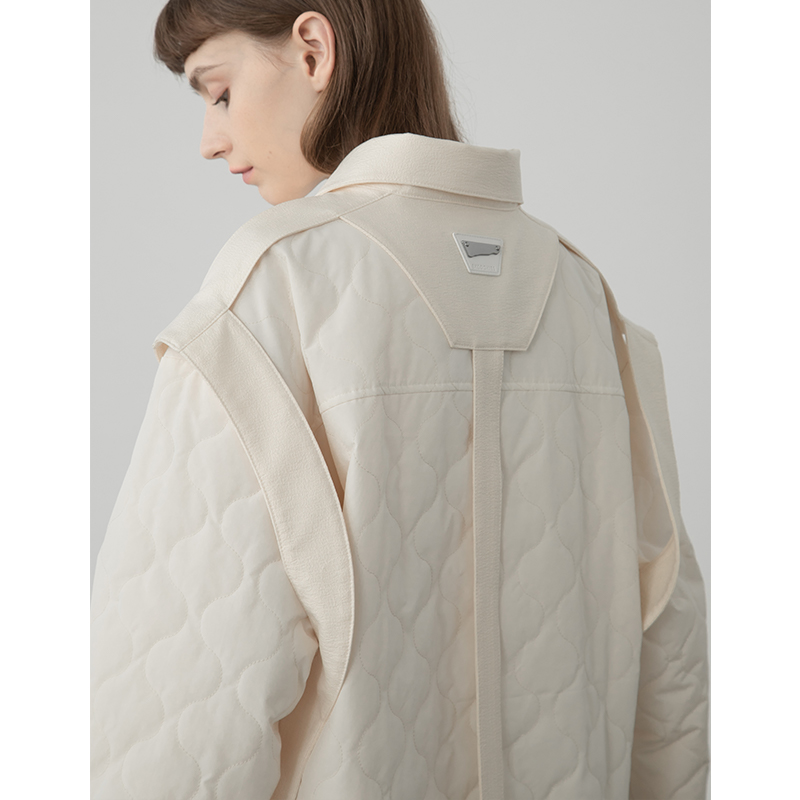 EKCOOKIES原创设计师 衬衫设计感小众两件套绗缝棉服 外层可拆卸