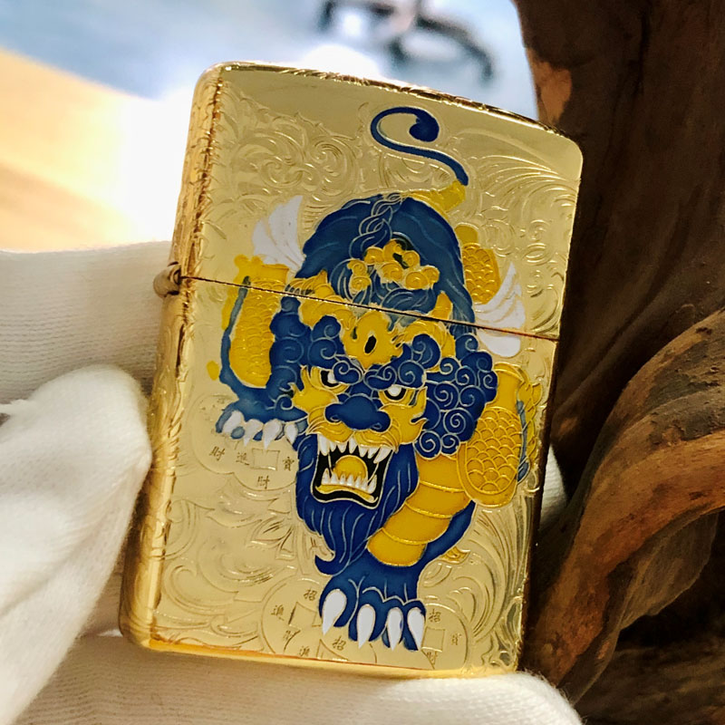 zippo正品纯铜打火机精雕招财貔貅原装正版麒麟zippo