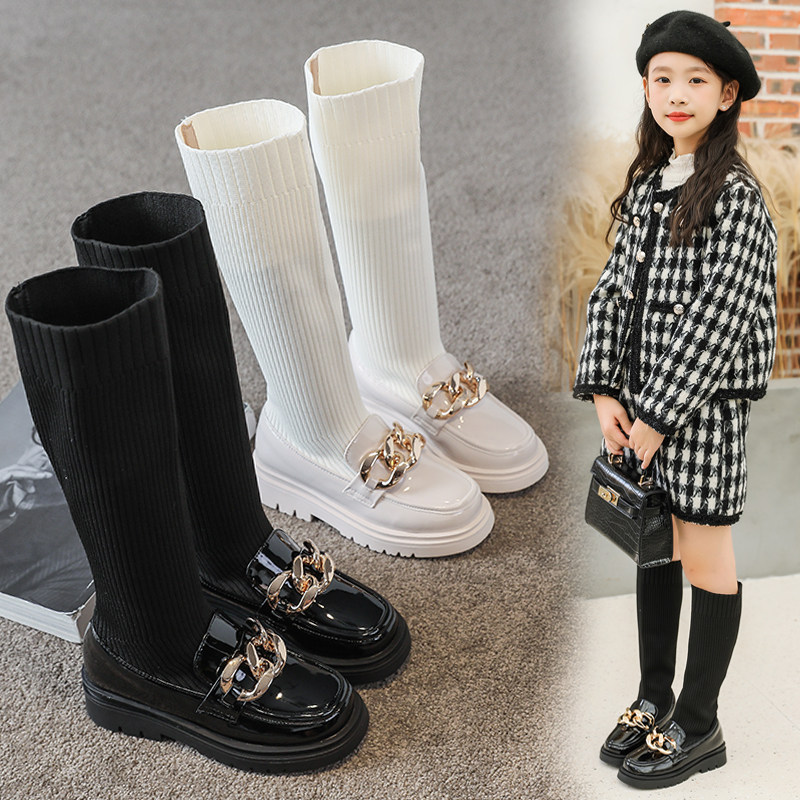 女童长筒2021年秋冬新款儿童童袜小女孩公主长靴皮靴