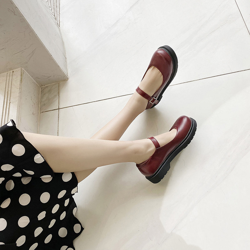 小女孩复古圆头玛丽珍皮鞋女童日系一字春季学生皮鞋