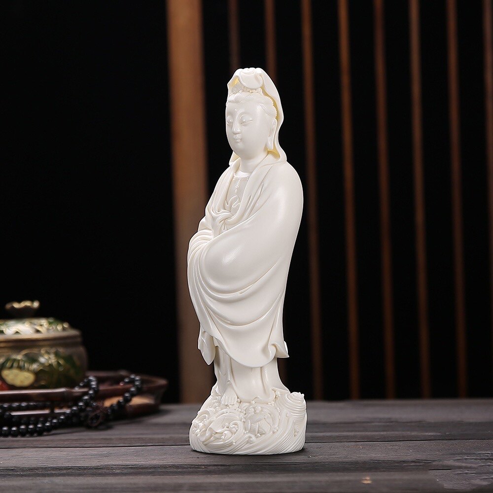 观音佛像仿何朝宗德化陶瓷渡海菩萨家用摆件小的摆件