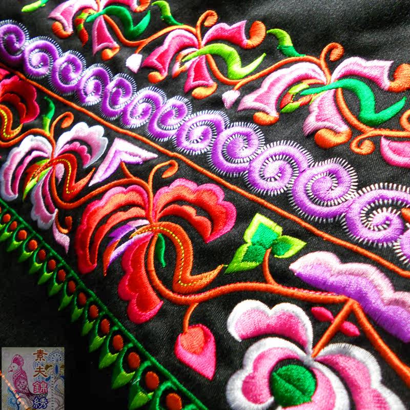 机绣绣片民族风手工diy布贴花边辅料刺绣苗族花边