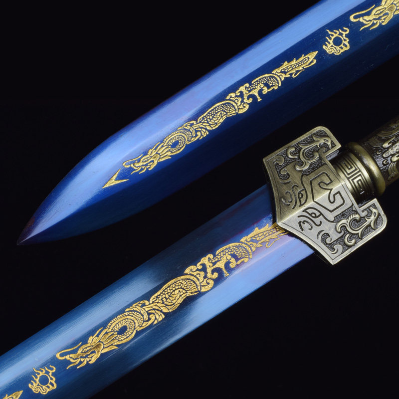 龙泉市花纹钢剑皮鞘汉剑长款镇宝剑锰钢一体刀剑刀剑