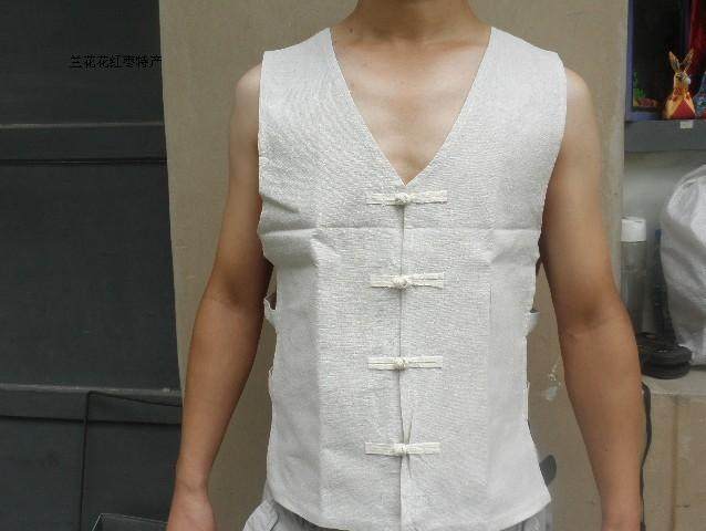汗衫手工手工制制作土布盘口老头棉麻中式坎肩背心