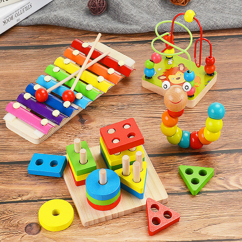 婴儿童早教绕珠串珠积木6-12个月男孩女宝宝益智力玩具1-2-3周岁