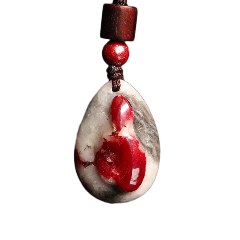 天然朱砂原矿矿石吊坠透光晶体挂件手工随形项坠