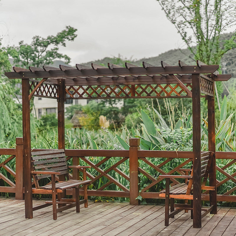 防腐凉亭户外庭院桌椅组合亭子葡萄架休闲别墅木屋凉亭